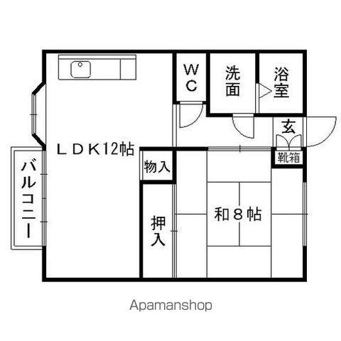 フラワーヒルズ(1LDK/1階)の間取り写真