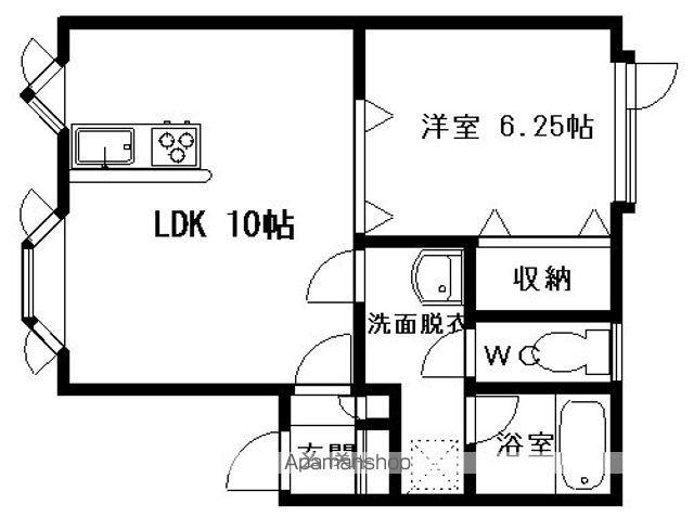 CASTLE M・KⅢ(1LDK/2階)の間取り写真