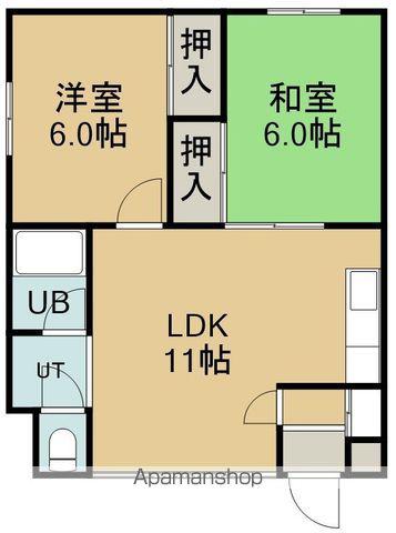 シャルム八幡Ⅱ(2LDK/2階)の間取り写真