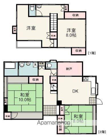 東海道本線 草薙駅(ＪＲ) 徒歩19分 2階建 築39年(4SDK)の間取り写真