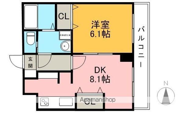 オアシス柳ヶ瀬ビル(1DK/7階)の間取り写真