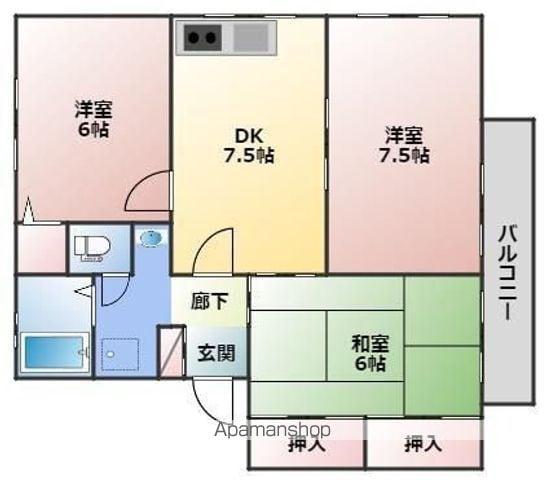 ハイムMⅡ B棟(3DK/2階)の間取り写真