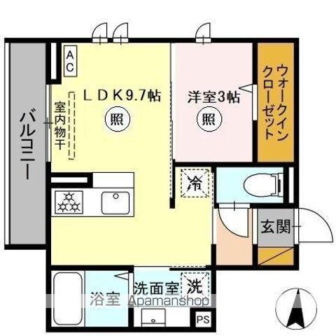 メゾングレイス(1LDK/3階)の間取り写真