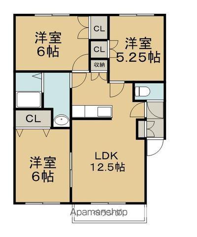 メゾン・リヴェラル(3LDK/1階)の間取り写真