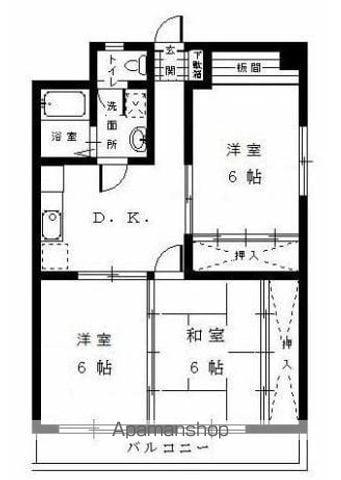 NA ビル(3DK/4階)の間取り写真