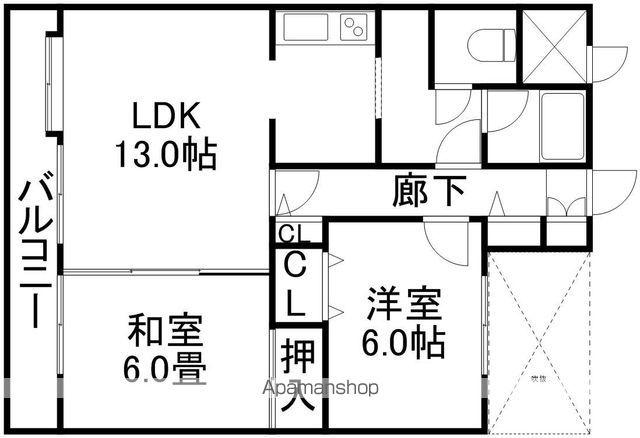 TOAマンション(2LDK/10階)の間取り写真