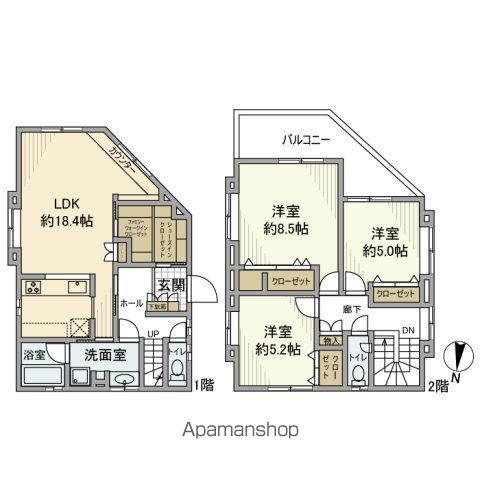京成電鉄千葉線 京成稲毛駅 徒歩7分 2階建 築8年(3LDK)の間取り写真