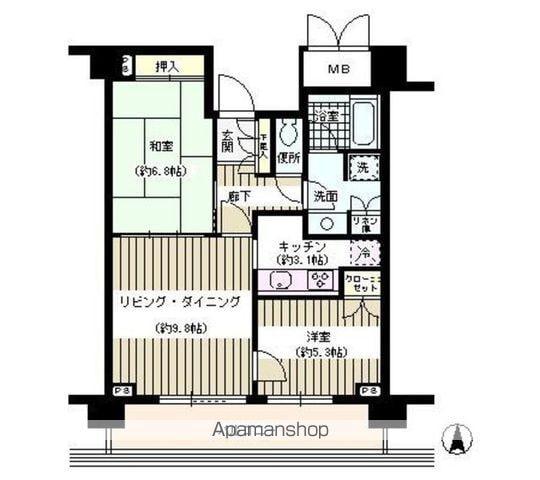 イーストコモンズ清澄白河パークフラッツ(2LDK/5階)の間取り写真