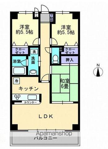 サンリッチ久保(2SLDK/10階)の間取り写真