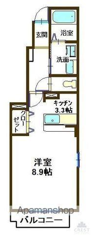 アンソレイエⅠ(1K/1階)の間取り写真