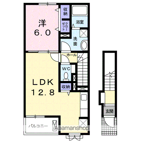 クレリエール瑞穂(1LDK/2階)の間取り写真