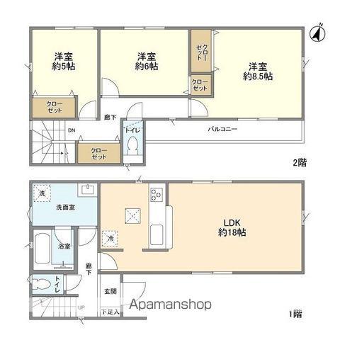 西武池袋・豊島線 清瀬駅 徒歩20分 2階建 築2年(3LDK)の間取り写真