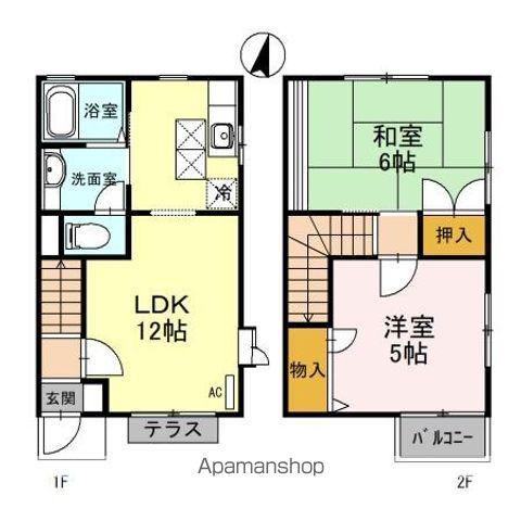 アネックスC棟(2LDK/1階)の間取り写真