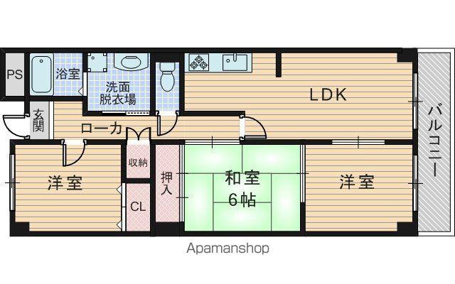 日恵ハイツD棟(3LDK/2階)の間取り写真