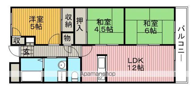 グリーンローレル立花(3LDK/1階)の間取り写真