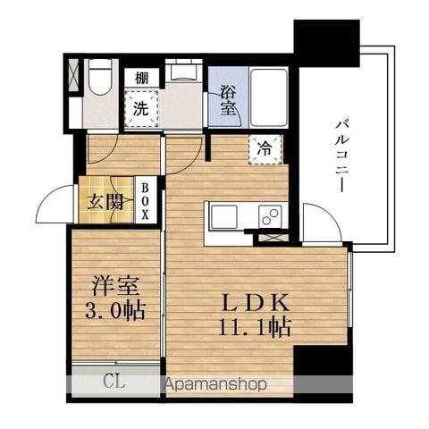 コンフォリア・リヴHOMMACHI ウエスト Q(1LDK/5階)の間取り写真