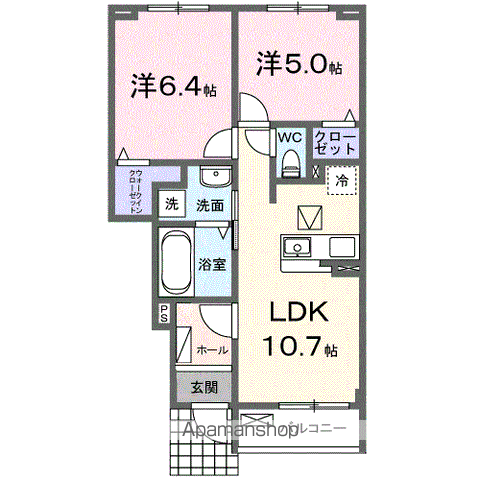 メゾン シュシュ(2LDK/1階)の間取り写真