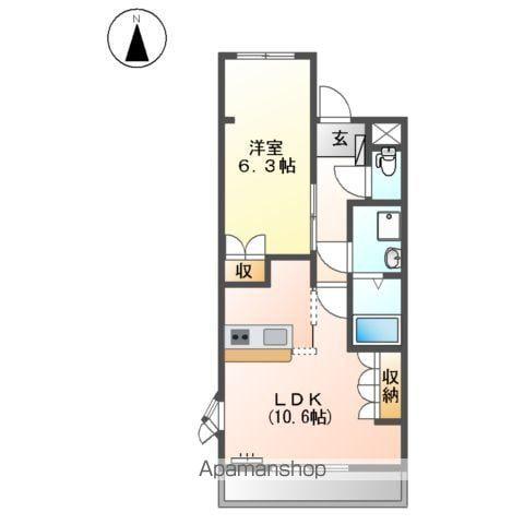 ブランシュール旭(1LDK/1階)の間取り写真