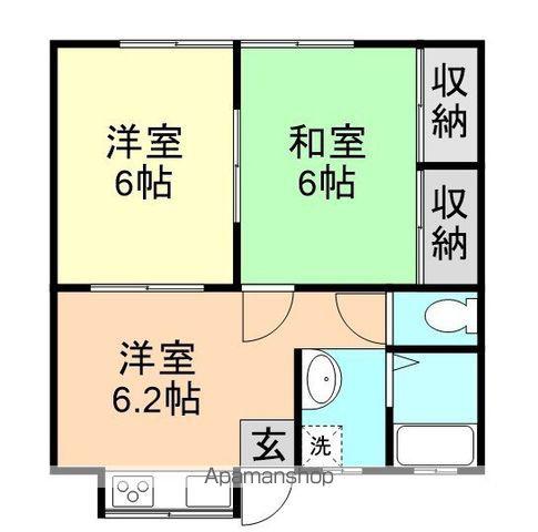ミナミハイツ(2DK/2階)の間取り写真