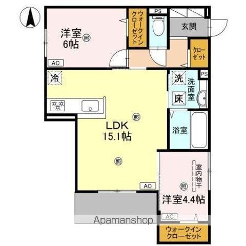 パサログランデ北長尾(2LDK/1階)の間取り写真