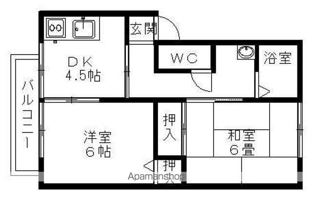 パイオニアハイツ(2DK/1階)の間取り写真