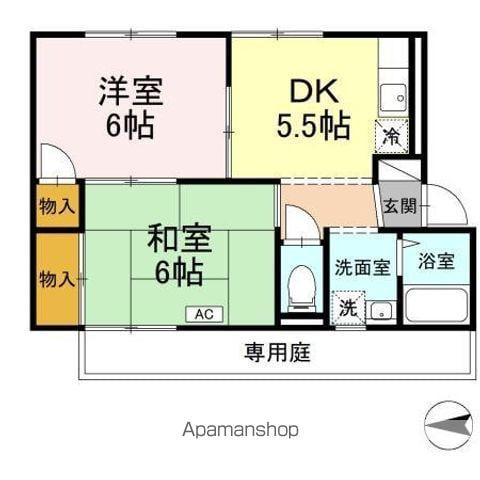 ポニーズハイム(2K/1階)の間取り写真