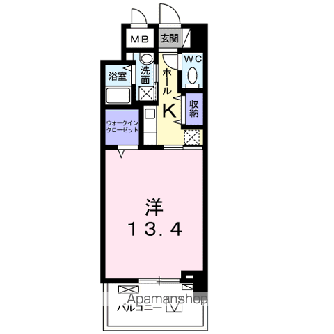 東海道本線 東静岡駅 バス乗車時間：5分 池田橋バス停で下車 徒歩1分 8階建 築15年(1K/4階)の間取り写真