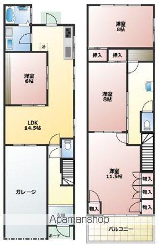 名古屋市名城線 黒川駅(愛知) 徒歩17分 2階建 築69年(4LDK)の間取り写真
