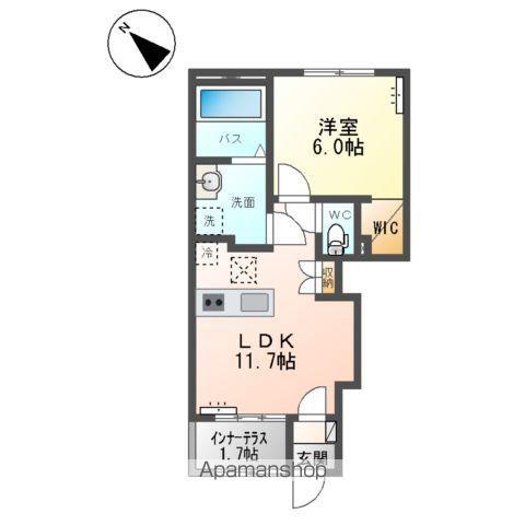 岡部アパート(1LDK/1階)の間取り写真