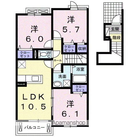 アルコバレーノ(3LDK/2階)の間取り写真