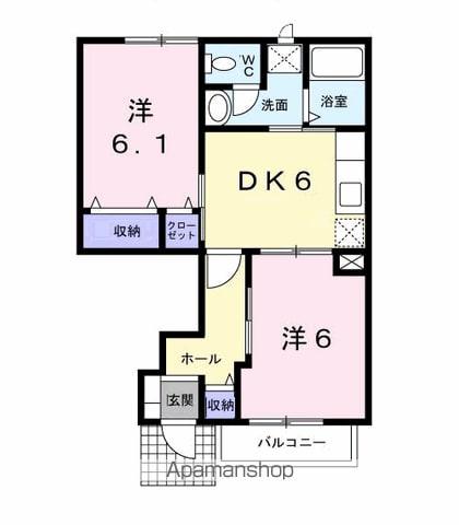 ウィルレジデンスⅡ(2DK/1階)の間取り写真