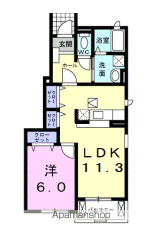 クラールS・S B棟(1LDK/1階)の間取り写真