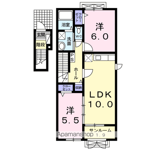 ノース・エッセⅡ(2LDK/2階)の間取り写真