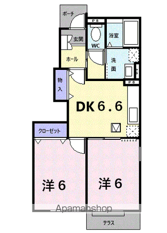 キャトルセゾンA(2DK/1階)の間取り写真