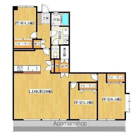 九サンビルマンション(3LDK/6階)の間取り写真