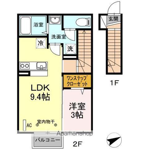 グレードⅥ(1LDK/2階)の間取り写真
