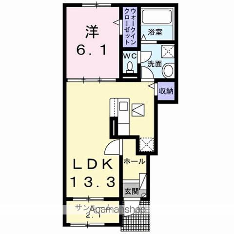 ソレアード朽網Ⅲ(1LDK/1階)の間取り写真
