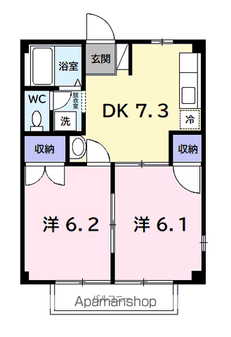 グリーンヒルズ(2DK/1階)の間取り写真