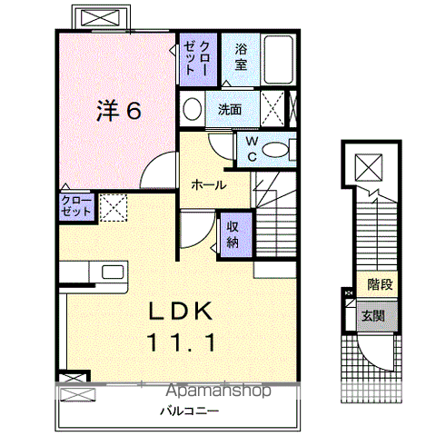 LINOコートⅡ(1LDK/2階)の間取り写真