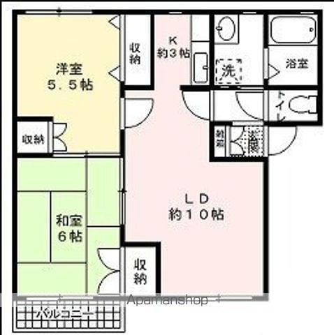 ノイエB(2LDK/1階)の間取り写真