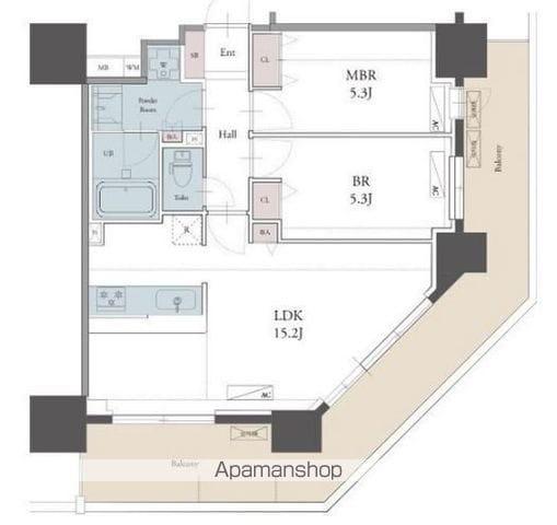 ラグゼナ用賀(2LDK/13階)の間取り写真