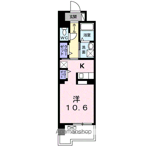 グランクリュ佐古 ウエスト(1K/6階)の間取り写真