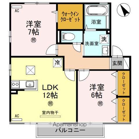 リビングタウン水口E棟(2LDK/1階)の間取り写真