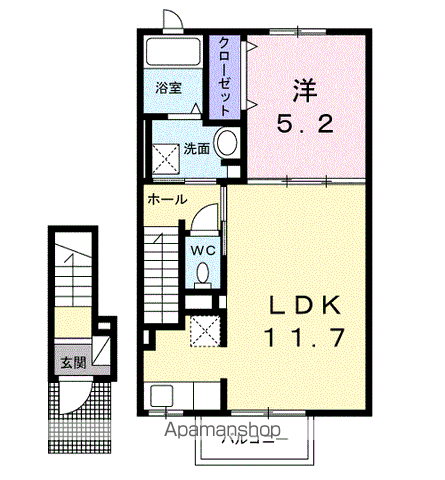 コミュニティ新館 Ⅱ(1LDK/2階)の間取り写真