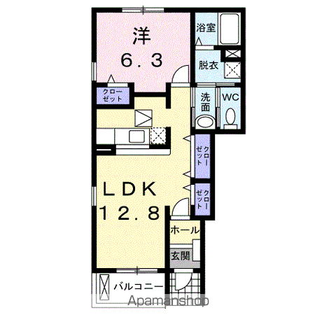 マリオン松末(1LDK/1階)の間取り写真