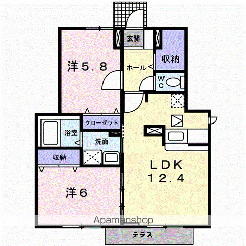 グラン・ドミール(2LDK/1階)の間取り写真