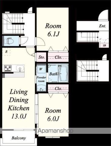 エクセラン朝妻(2LDK/2階)の間取り写真