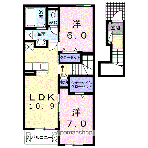 AFCレジデンス・ⅩⅡ(2LDK/2階)の間取り写真