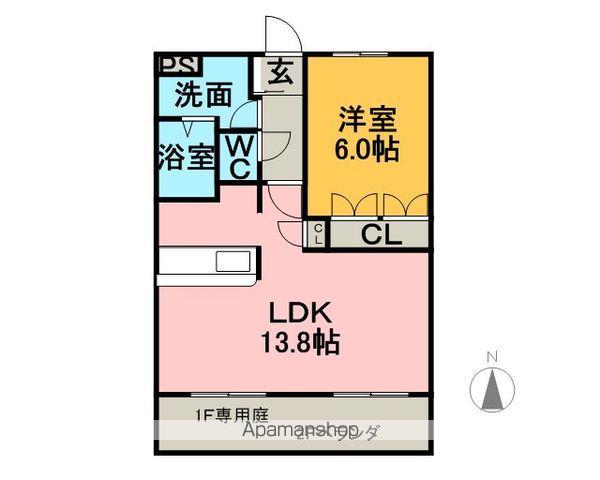 プリマヴェーラⅠ(1LDK/1階)の間取り写真