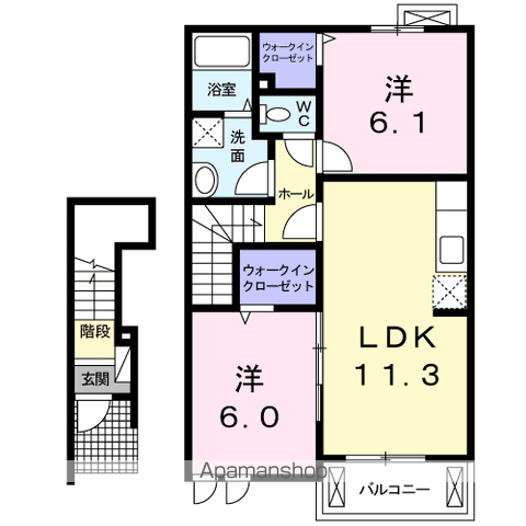 セイバリーK(2LDK/2階)の間取り写真